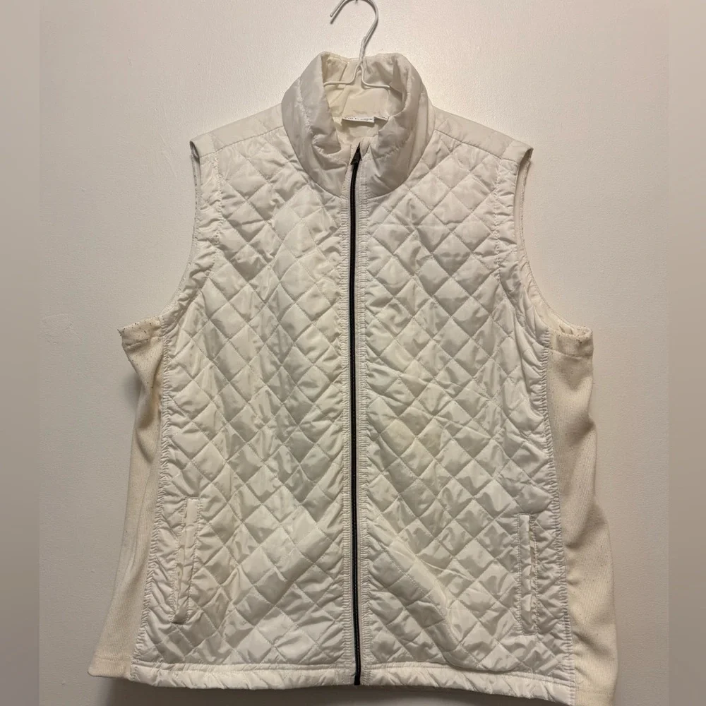 Kim Rogers Quilted Ivory Vest - Picture 1 of 5
